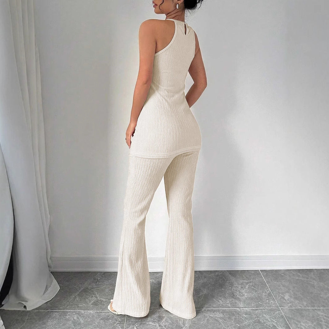 Damen Strick-Set mit weiter Hose und minimalistischen Design R&B