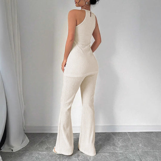 Damen Strick-Set mit weiter Hose und minimalistischen Design R&B