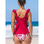 Damen Tankini mit Volant und tiefem V-Ausschnitt R&B