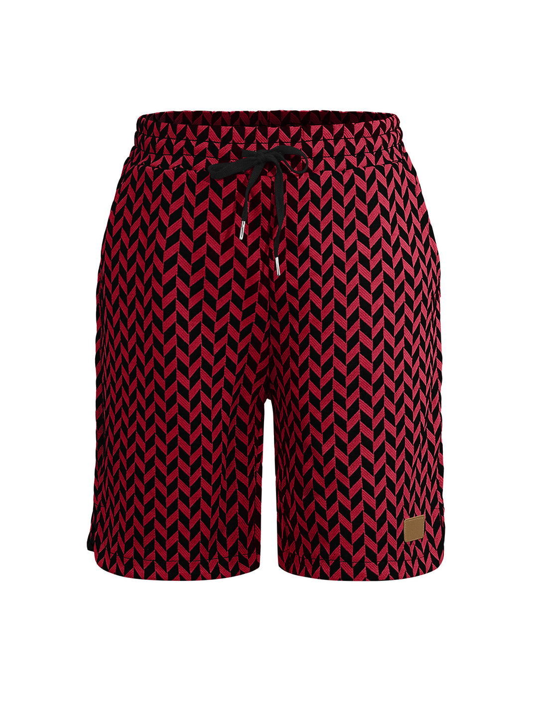 Damen nan Jacquard-Shorts mit elastischem Komfortbund, Tunnelzug und Fischgrätmuster R&B