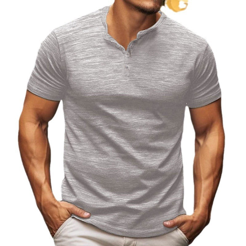 Herren Kurzarm-T-Shirt mit Knopfleiste R&B