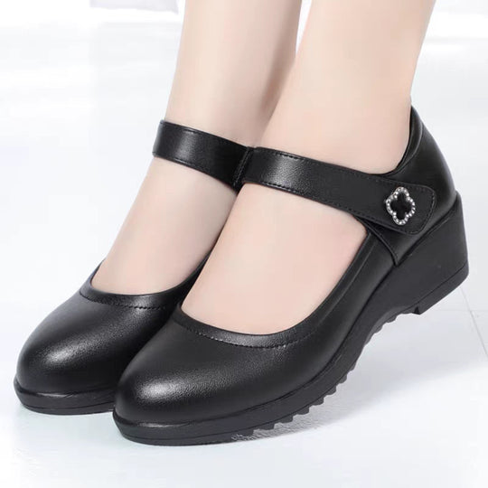 Damen Mary Jane Wedge-Schuhe mit verstellbarem Riemen und eleganter Schnalle R&B