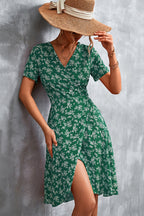 Damen Wickelkleid mit floralem Muster und seitlichem Schlitz R&B