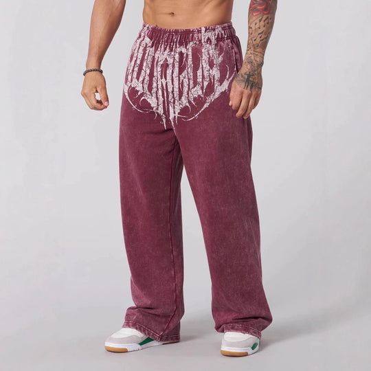 Herren nan weiche gewaschene Jogginghose mit weitem Schnitt und elastischem Bund R&B