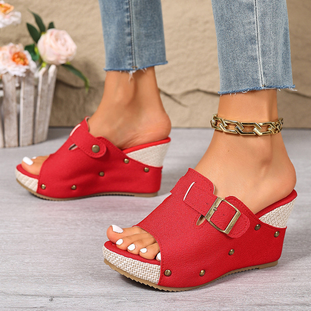 Damen Clogs mit modischer Schnallen-Applikation und komfortabler Liegefläche R&B