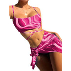 Damen Bikini-Set mit raffinierten Wickeldetails und modischem Streifenmuster R&B