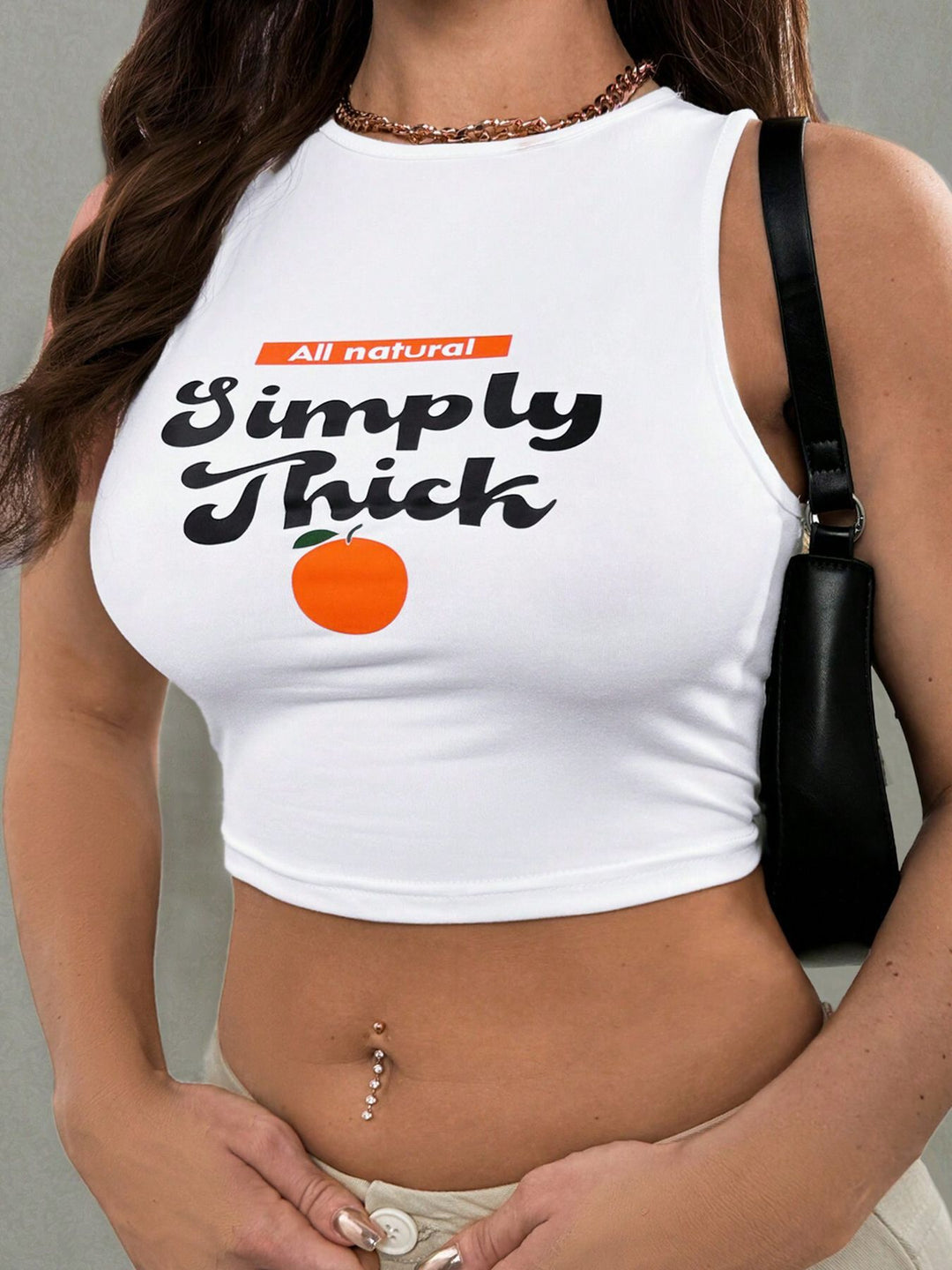Damen Crop-Top mit mutigem Statement-Druck R&B