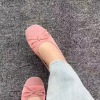 Damen Ballerinas mit zarten Schleifen und weichem Veloursleder EB
