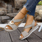 Damen Sandalen mit verstellbaren Riemen und elegantem Rundschmuck R&B