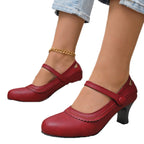 Damen Absatzschuhe mit verstellbarem Riemen und eleganter Schnalle
