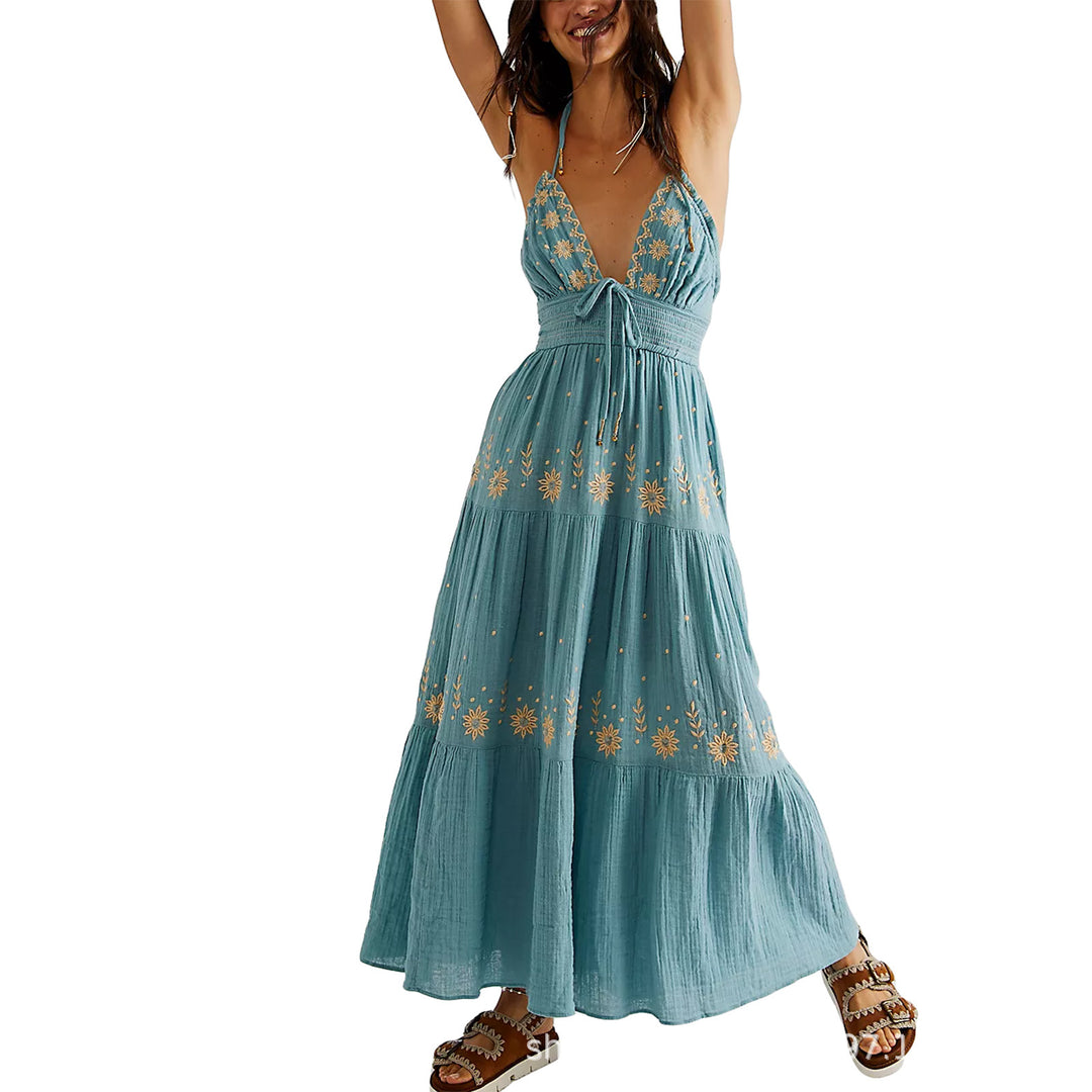 Damen Maxikleid mit zarten Stickereien R&B