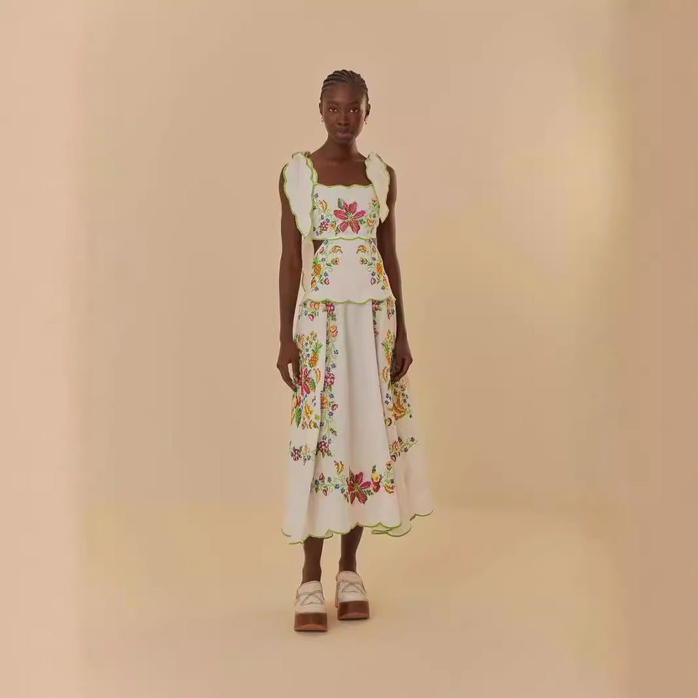 Damen Sommerkleid mit aufwendiger floralem Stickdesign R&B