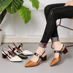 Damen Elegante Slingback-Pumps mit modischem Blockabsatz und verstellbarem Riemen R&B