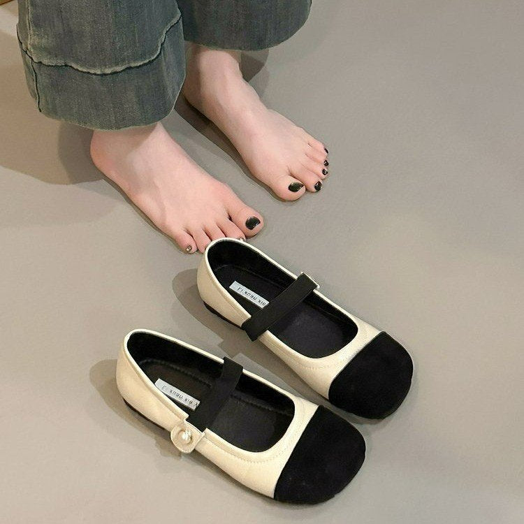 Damen elegante Ballerinas mit komfortablem Riemchen und modischer Perlenapplikation R&B