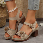 Damen Plateau-Sandalen mit floralen Akzenten und rutschfester Sohle R&B