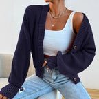 Damen bequeme Strickjacke mit schickem V-Ausschnitt R&B