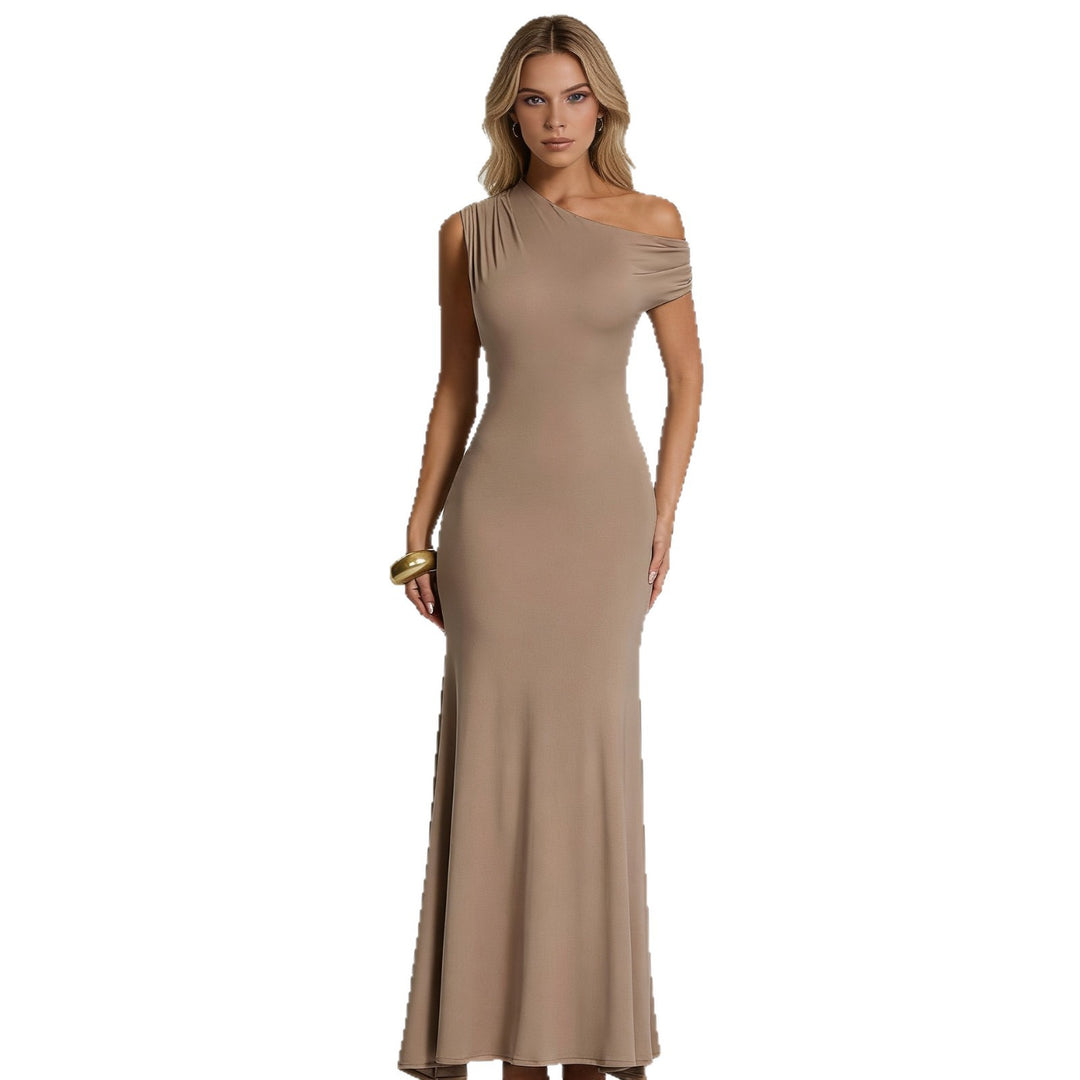 Damen Elegantes One-Shoulder Maxikleid mit schwingendem Saum R&B