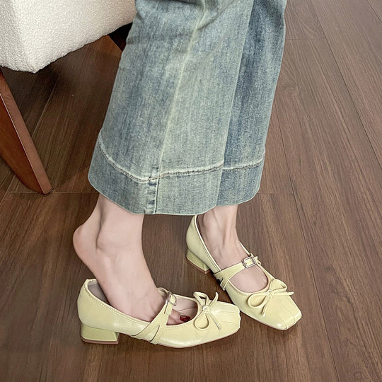 Damen Ballerinas mit dekorativem Riemchen und komfortablem Blockabsatz R&B