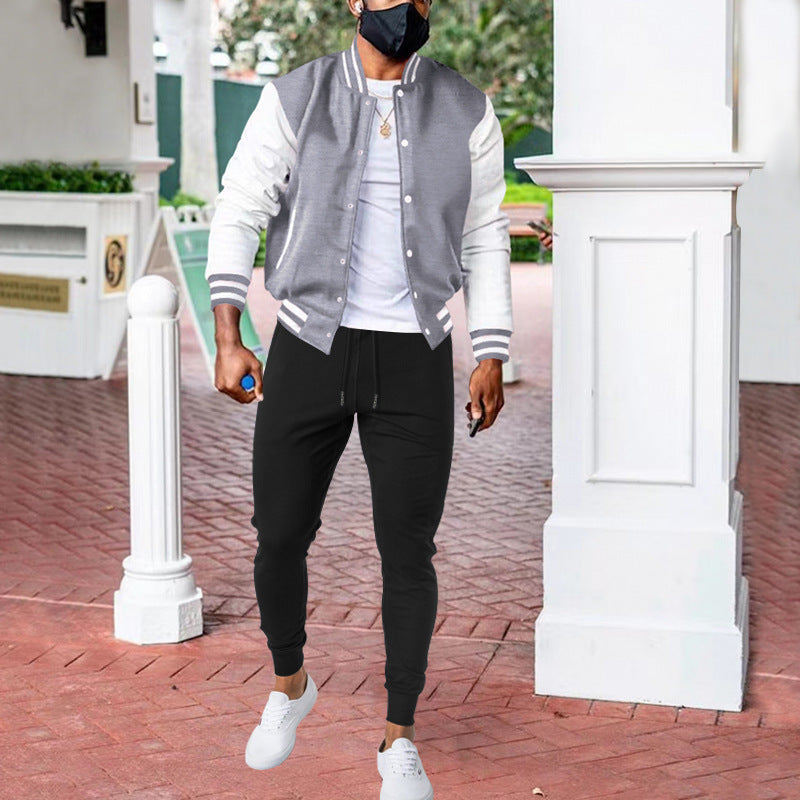 Herren sportliche Collegejacke mit praktischen Taschen und atmungsaktiver Baumwolle R&B