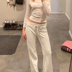 Damen weite Freizeit-Hose mit verstellbarem Bund und komfortablem Schnitt R&B