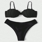 Damen Bikini-Set mit Schalen-Oberteil und hochgeschnittenem Unterteil