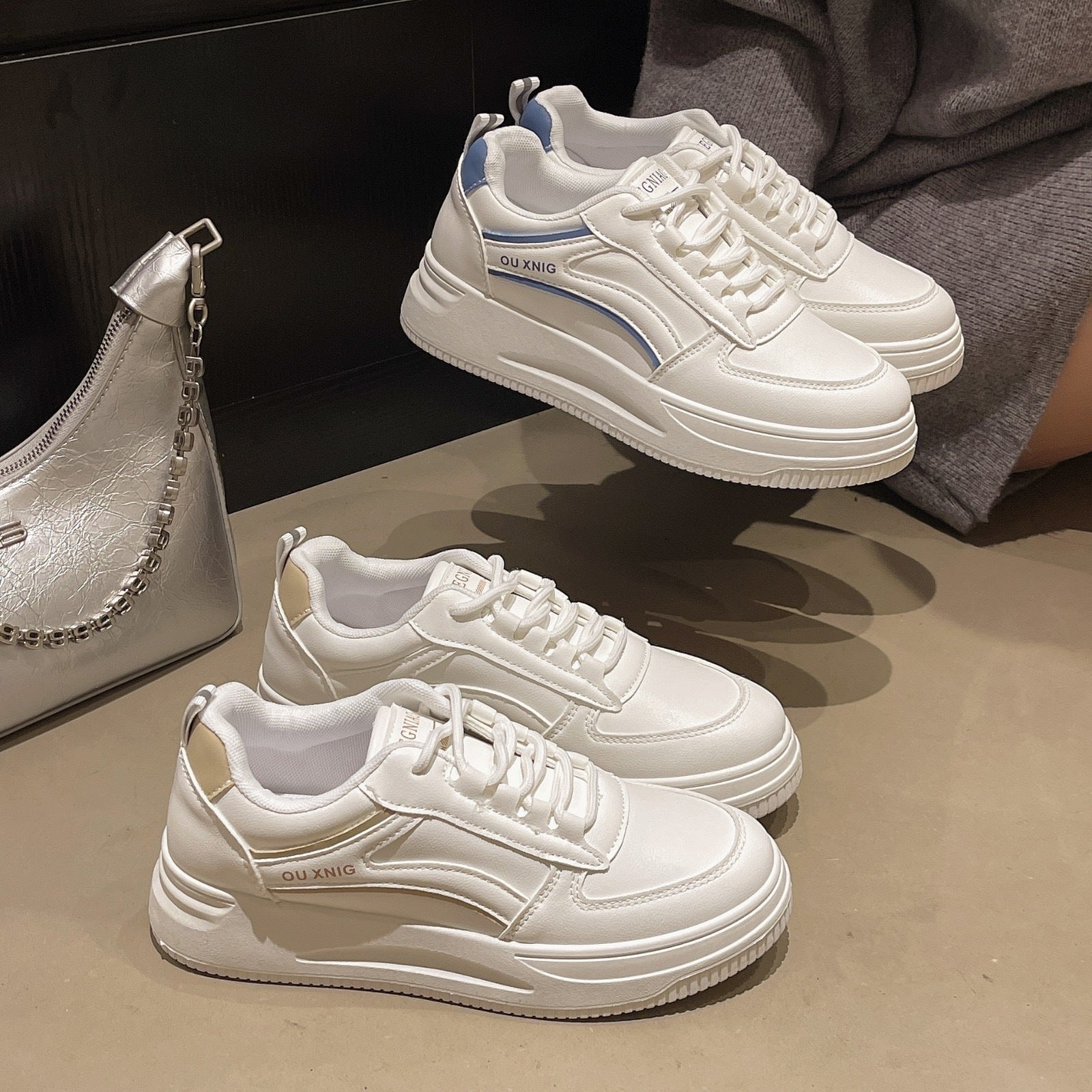 Damen Modische und bequeme Sneaker mit Plateau-Sohle R&B