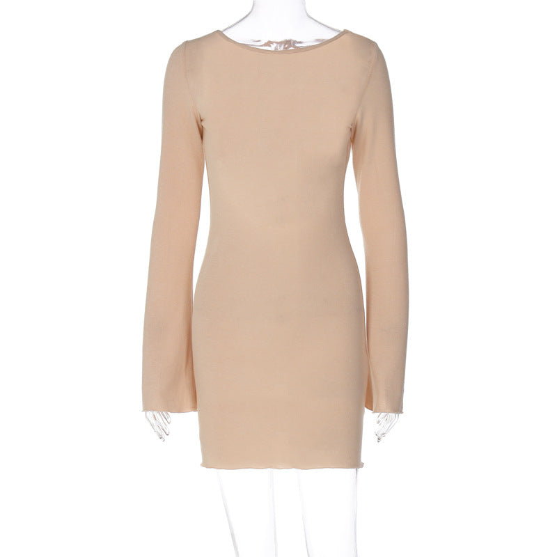 Damen langärmliges Mini-Kleid mit elegantem Schnitt R&B