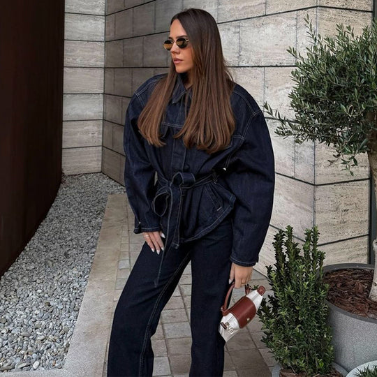 Damen Hoch taillierte Jeans mit weitem Bein und edler Verarbeitung R&B