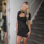 Damen Mini-Kleid mit sexy Rüschen und Spitzenakzenten R&B