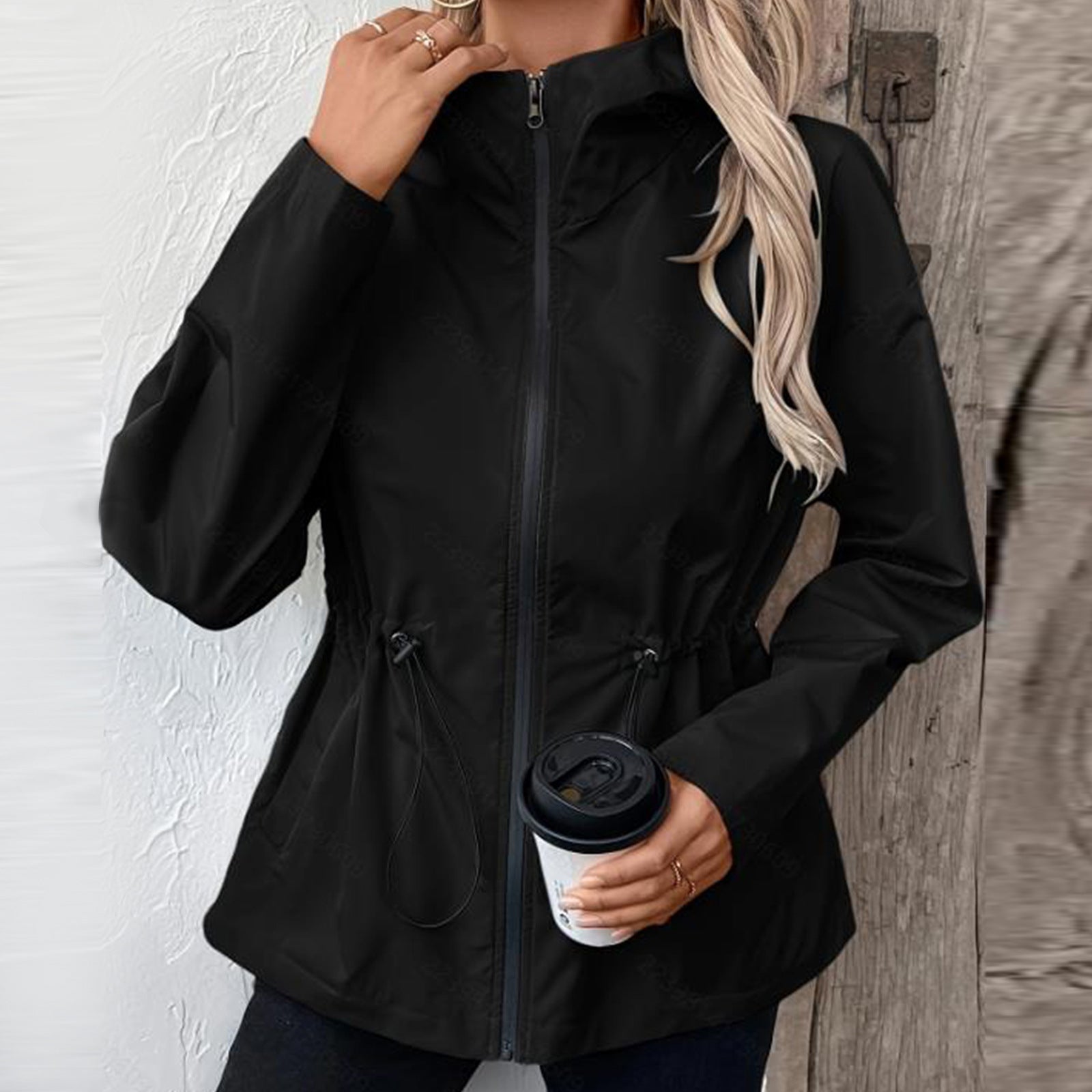 Damen knielange Funktionsjacke mit verstellbarem Bund R&B