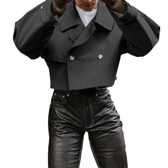 Damen Kurze Jacke mit doppelter Knopfleiste und bindbarem Saum R&B