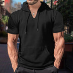 Herren lässiges Kapuzenshirt mit V-Ausschnitt und praktischer Bauchtasche R&B