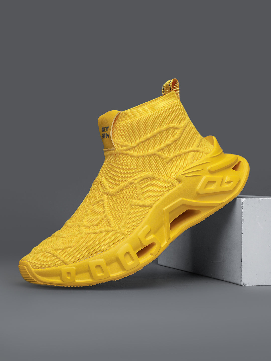Damen Komfortable Strick-Sneaker mit hohem Schaft und flexiblem Design R&B