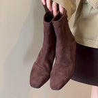 Damen elegante Ankle Boots mit spitz zulaufender Zehenpartie und komfortablem Blockabsatz