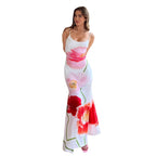 Damen Maxi Kleid mit floralem Print und spaghetti-Trägern R&B
