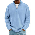 Herren nan gerippter Strickpullover mit halbem Reißverschluss und Stehkragen R&B