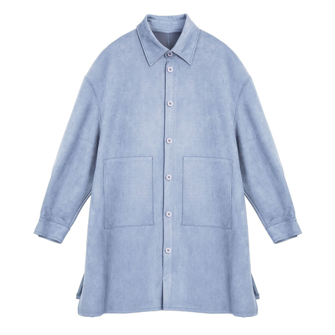 Damen Oversize Hemdenjacke aus weichem Suede mit großen Taschen R&B