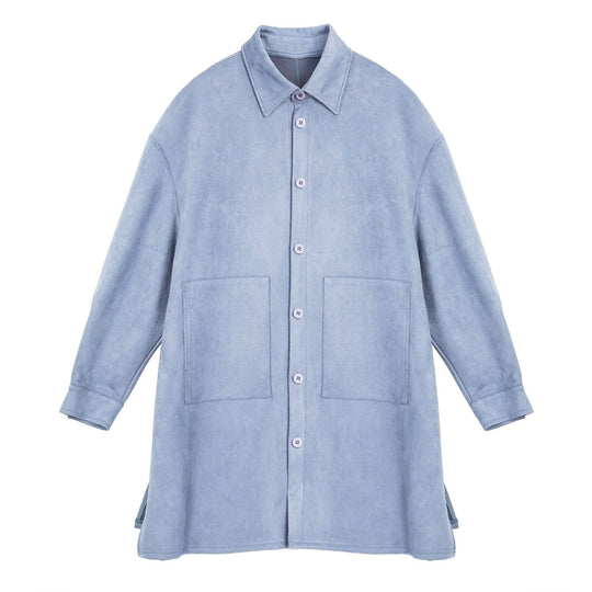 Damen Oversize Hemdenjacke aus weichem Suede mit großen Taschen R&B