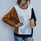 Damen lässiger Sweatshirt mit modischem Farbblockdesign