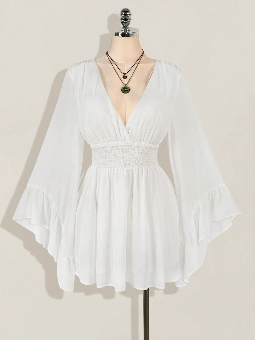 Damen elegantes Strandkleid mit voluminösen Ärmeln R&B