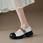 Damen Ballerinas mit modischem Riemchen und eleganter Kettenverzierung