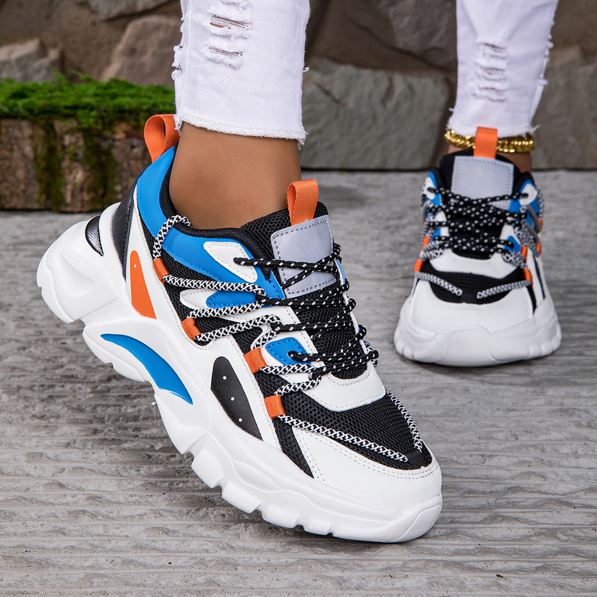Damen Sportliche Chunky Sneaker mit atmungsaktivem Netzobermaterial