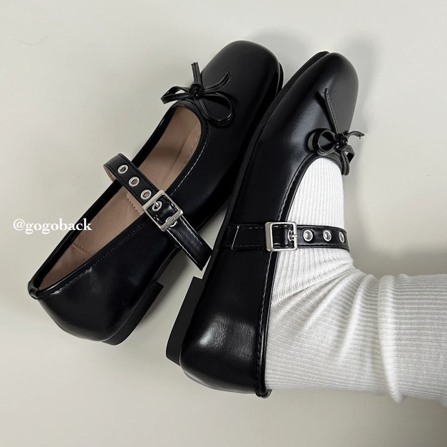 Damen Ballerinas mit dekorativem Schleifenakzent und verstellbarem Riemen R&B