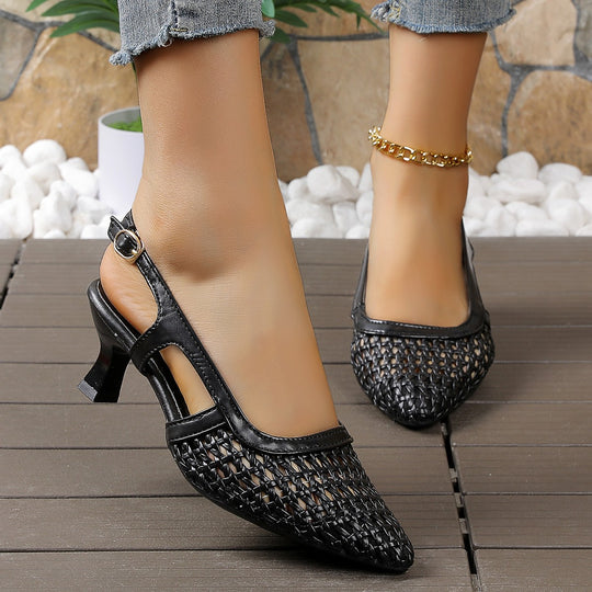 Damen Sling-Sandalen mit durchbrochenem Design und elegantem Blockabsatz R&B