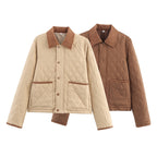 Damen nan gesteppte Kurzjacke mit Kordkragen, Druckknopfleiste und aufgesetzten Taschen R&B