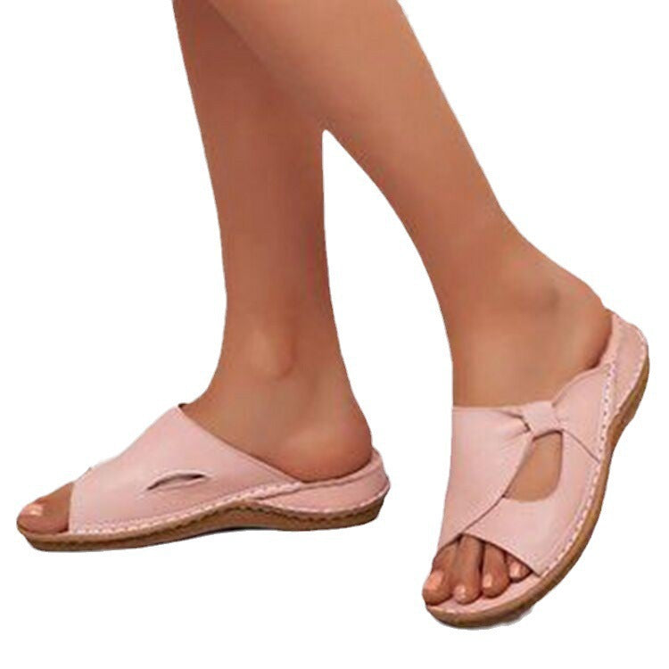 Damen bequeme Fußbett-Sandalen mit offenen Zehen und dekorativem Riemchen R&B