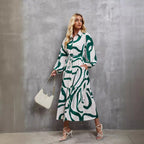 Damen Hemdblusenkleid mit modernem Grafikdruck und taillierter Silhouette R&B