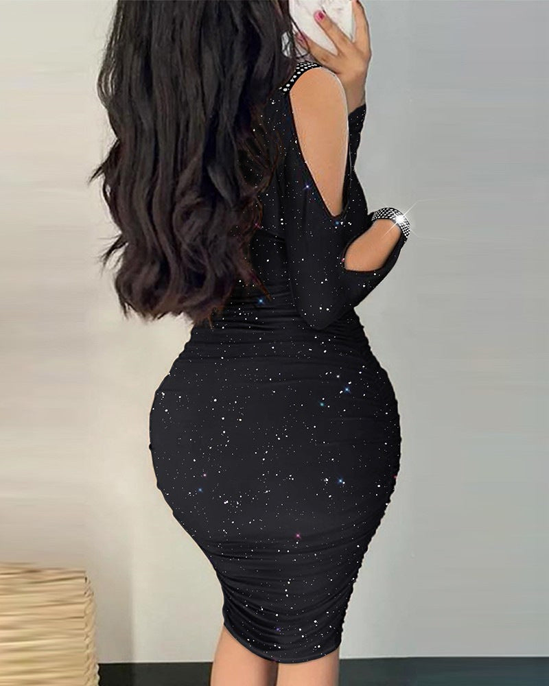 Damen figurbetontes Sternen-Muster Kleid R&B