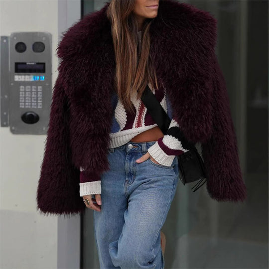 Damen Kunstpelzjacke im modischen Oversized-Schnitt R&B