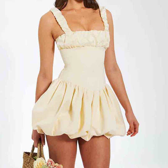 Damen Mini-Kleid mit voluminösem Rock und Rüschendetails R&B